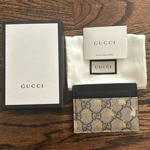 GG Supreme Monogram Bees Card Holder